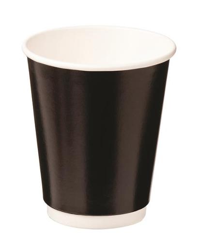 CUPS DOUBLE WALL PAPER HOT BLACK 280ML (CA-DW8-BLK) 25S
