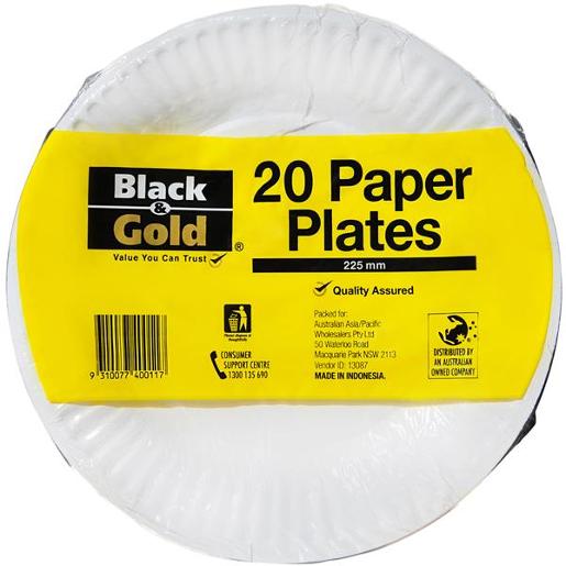 PAPER PLATES 225MM 20S